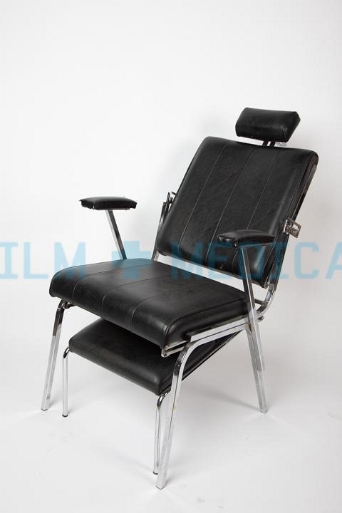Chair with Head and Foot Rest in Black and Chrome 